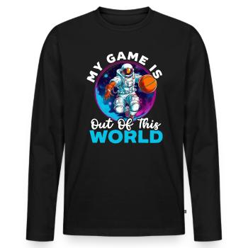 Astronaut Basketball Outerspace Basketball Player - Men's Premium Organic Long Sleeve Shirt - black - Front - Nico (187cm)