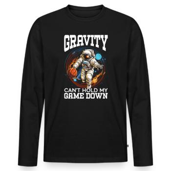 Astronaut Basketball Outerspace Basketball Player - Men's Premium Organic Long Sleeve Shirt - black - Front - Nico (187cm)