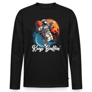Astronaute Basketball Outerspace Basketball Player - T-shirt manches longues Premium bio Homme - noir - Devant - Nico (187cm)