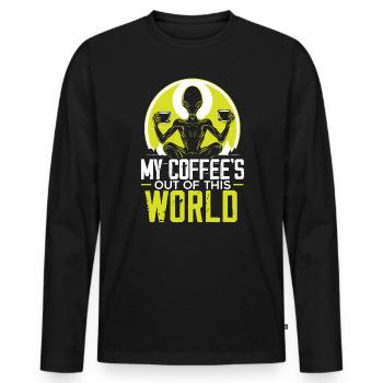 Außerirdischer Kaffeeliebhaber Koffein UFO Außerirdisch - Männer Premium Bio Langarmshirt - Schwarz - Vorne - Nico (187cm)