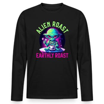 Alien Coffee Lover Caffeine UFO Extraterrestrial - Men's Premium Organic Long Sleeve Shirt - black - Front - Nico (187cm)