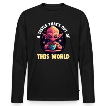 Außerirdischer Kaffeeliebhaber Koffein UFO Außerirdisch - Männer Premium Bio Langarmshirt - Schwarz - Vorne - Nico (187cm)