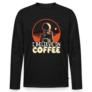 Außerirdischer Kaffeeliebhaber Koffein UFO Außerirdisch - Männer Premium Bio Langarmshirt - Schwarz - Vorne - Nico (187cm)