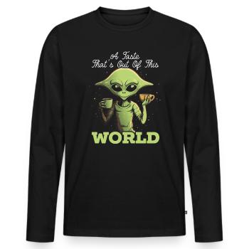 Außerirdischer Kaffeeliebhaber Koffein UFO Außerirdisch - Männer Premium Bio Langarmshirt - Schwarz - Vorne - Nico (187cm)