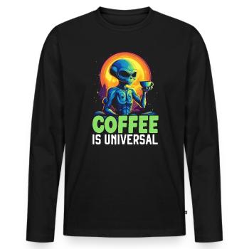 Alien Coffee Lover Caffeine UFO Extraterrestrial - Men's Premium Organic Long Sleeve Shirt - black - Front - Nico (187cm)