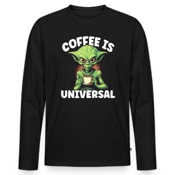 Außerirdischer Kaffeeliebhaber Koffein UFO Außerirdisch - Männer Premium Bio Langarmshirt - Schwarz - Vorne - Nico (187cm)