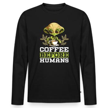 Außerirdischer Kaffeeliebhaber Koffein UFO Außerirdisch - Männer Premium Bio Langarmshirt - Schwarz - Vorne - Nico (187cm)