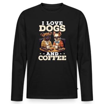 Dogs And Coffee Lover Caffeine Drinker Dog Owner - Men's Premium Organic Long Sleeve Shirt - black - Front - Nico (187cm)