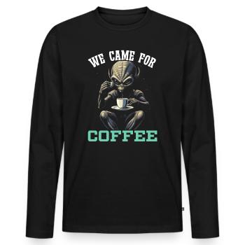 Außerirdischer Kaffeeliebhaber Koffein UFO Außerirdisch - Männer Premium Bio Langarmshirt - Schwarz - Vorne - Nico (187cm)