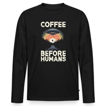 Außerirdischer Kaffeeliebhaber Koffein UFO Außerirdisch - Männer Premium Bio Langarmshirt - Schwarz - Vorne - Nico (187cm)