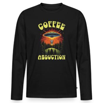 Alien Coffee Lover Caffeine UFO Extraterrestrial - Men's Premium Organic Long Sleeve Shirt - black - Front - Nico (187cm)