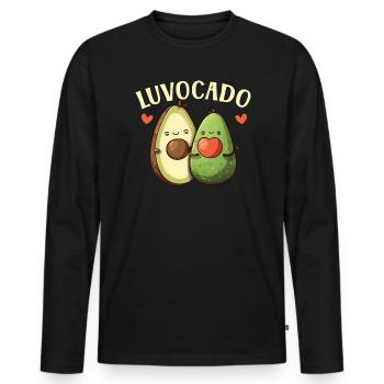 Avocado Couple Relationship Avocado Fruit Guac - Men's Premium Organic Long Sleeve Shirt - black - Front - Nico (187cm)