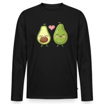 Avocado Couple Relationship Avocado Fruit Guac - Men's Premium Organic Long Sleeve Shirt - black - Front - Nico (187cm)