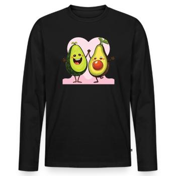 Avocado Couple Relationship Avocado Fruit Guac - Men's Premium Organic Long Sleeve Shirt - black - Front - Nico (187cm)