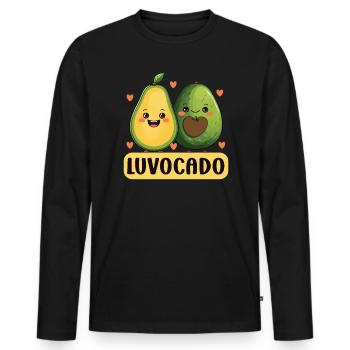 Avocado Couple Relationship Avocado Fruit Guac - Men's Premium Organic Long Sleeve Shirt - black - Front - Nico (187cm)