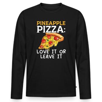 Pizza And Pineapple Tropical Fruit Pizza Eater - Men's Premium Organic Long Sleeve Shirt - black - Front - Nico (187cm)