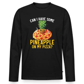 Pizza And Pineapple Tropical Fruit Pizza Eater - Men's Premium Organic Long Sleeve Shirt - black - Front - Nico (187cm)