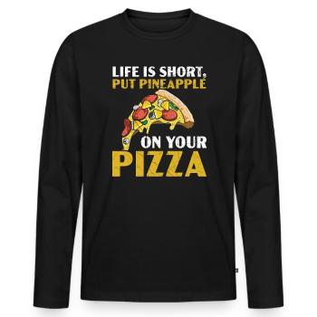 Pizza And Pineapple Tropical Fruit Pizza Eater - Men's Premium Organic Long Sleeve Shirt - black - Front - Nico (187cm)