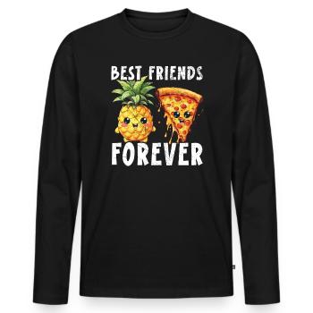 Pizza And Pineapple Tropical Fruit Pizza Eater - Men's Premium Organic Long Sleeve Shirt - black - Front - Nico (187cm)