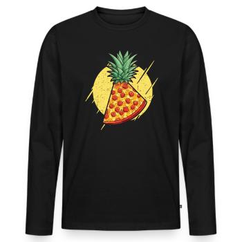 Pizza And Pineapple Tropical Fruit Pizza Eater - Men's Premium Organic Long Sleeve Shirt - black - Front - Nico (187cm)