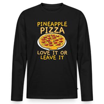 Pizza And Pineapple Tropical Fruit Pizza Eater - Men's Premium Organic Long Sleeve Shirt - black - Front - Nico (187cm)