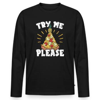 Pizza And Pineapple Tropical Fruit Pizza Eater - Men's Premium Organic Long Sleeve Shirt - black - Front - Nico (187cm)
