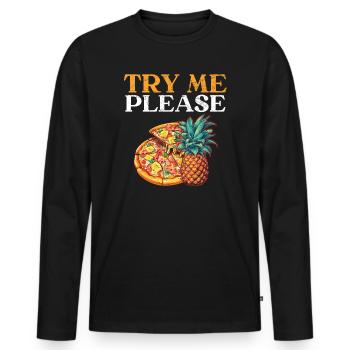 Pizza And Pineapple Tropical Fruit Pizza Eater - Men's Premium Organic Long Sleeve Shirt - black - Front - Nico (187cm)