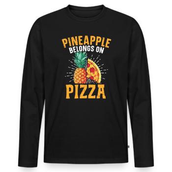 Pizza et ananas Tropical Fruit Pizza Eater - T-shirt manches longues Premium bio Homme - noir - Devant - Nico (187cm)