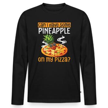 Pizza And Pineapple Tropical Fruit Pizza Eater - Men's Premium Organic Long Sleeve Shirt - black - Front - Nico (187cm)