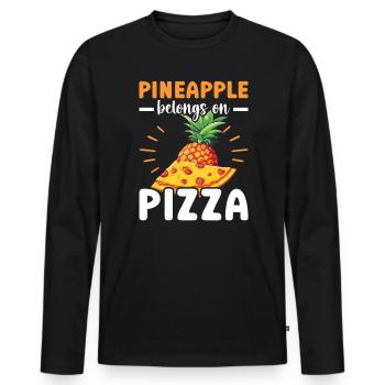 Pizza And Pineapple Tropical Fruit Pizza Eater - Men's Premium Organic Long Sleeve Shirt - black - Front - Nico (187cm)