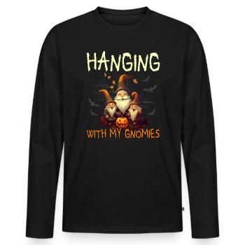 Garden Gnome Halloween Trick Or Treat Gardener - Men's Premium Organic Long Sleeve Shirt - black - Front - Nico (187cm)