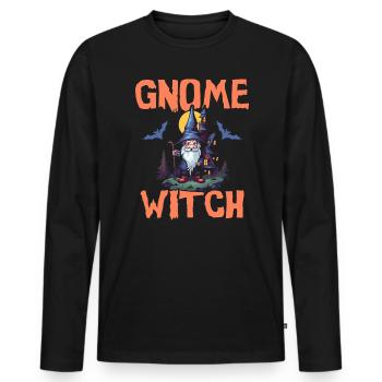 Garden Gnome Halloween Trick Or Treat Gardener - Men's Premium Organic Long Sleeve Shirt - black - Front - Nico (187cm)