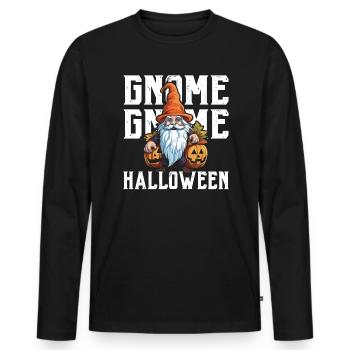 Garden Gnome Halloween Trick Or Treat Gardener - Men's Premium Organic Long Sleeve Shirt - black - Front - Nico (187cm)