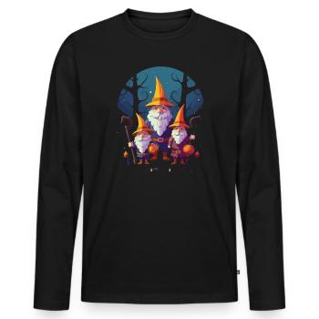 Garden Gnome Halloween Trick Or Treat Gardener - Men's Premium Organic Long Sleeve Shirt - black - Front - Nico (187cm)