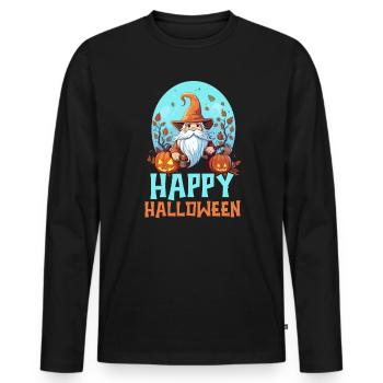 Garden Gnome Halloween Trick Or Treat Gardener - Men's Premium Organic Long Sleeve Shirt - black - Front - Nico (187cm)