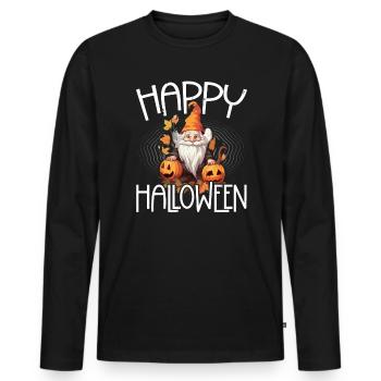 Garden Gnome Halloween Trick Or Treat Gardener - Men's Premium Organic Long Sleeve Shirt - black - Front - Nico (187cm)