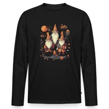 Garden Gnome Halloween Trick Or Treat Gardener - Men's Premium Organic Long Sleeve Shirt - black - Front - Nico (187cm)