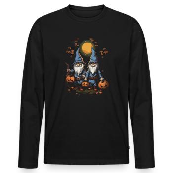 Garden Gnome Halloween Trick Or Treat Gardener - Men's Premium Organic Long Sleeve Shirt - black - Front - Nico (187cm)