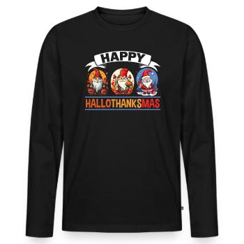 Garden Gnome Halloween Trick Or Treat Gardener - Men's Premium Organic Long Sleeve Shirt - black - Front - Nico (187cm)
