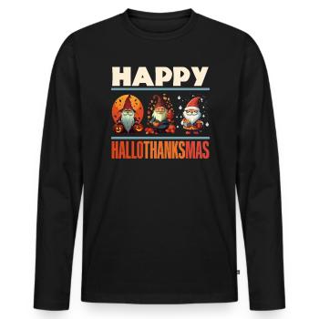 Garden Gnome Halloween Trick Or Treat Gardener - Men's Premium Organic Long Sleeve Shirt - black - Front - Nico (187cm)