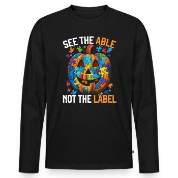 Autisme Halloween Trick ou Treat Sensibilisation à l’autisme - T-shirt manches longues Premium bio Homme - noir - Devant - Nico (187cm)