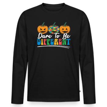 Autisme Halloween Trick ou Treat Sensibilisation à l’autisme - T-shirt manches longues Premium bio Homme - noir - Devant - Nico (187cm)