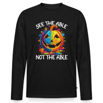 Autisme Halloween Trick ou Treat Sensibilisation à l’autisme - T-shirt manches longues Premium bio Homme - noir - Devant - Nico (187cm)