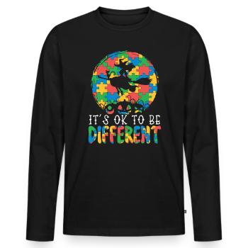 Autisme Halloween Trick ou Treat Sensibilisation à l’autisme - T-shirt manches longues Premium bio Homme - noir - Devant - Nico (187cm)