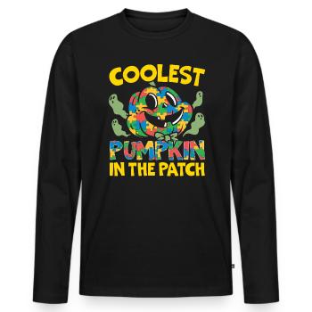 Autisme Halloween Trick ou Treat Sensibilisation à l’autisme - T-shirt manches longues Premium bio Homme - noir - Devant - Nico (187cm)