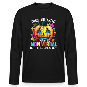 Autisme Halloween Trick ou Treat Sensibilisation à l’autisme - T-shirt manches longues Premium bio Homme - noir - Devant - Nico (187cm)