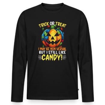 Autisme Halloween Trick ou Treat Sensibilisation à l’autisme - T-shirt manches longues Premium bio Homme - noir - Devant - Nico (187cm)