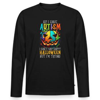 Autisme Halloween Trick ou Treat Sensibilisation à l’autisme - T-shirt manches longues Premium bio Homme - noir - Devant - Nico (187cm)