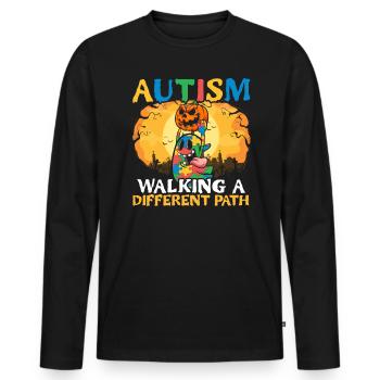 Autisme Halloween Trick ou Treat Sensibilisation à l’autisme - T-shirt manches longues Premium bio Homme - noir - Devant - Nico (187cm)