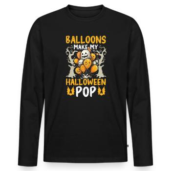 Balloon Halloween Trick Or Treat Spooky Boo Ghost - Men's Premium Organic Long Sleeve Shirt - black - Front - Nico (187cm)